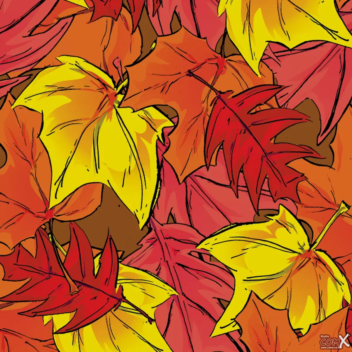 Leafs autumn up - חנן אביסף - תמונות לפינת אוכל כפרית תבניות של פרחים וצמחים  - מק''ט: 52180