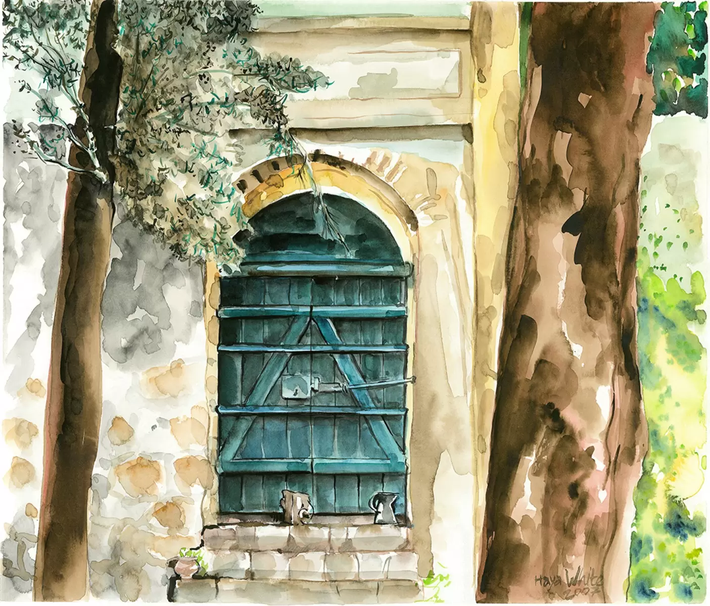 דלת בגן - חיה וייט - צבעי מים  - מק''ט: 213113