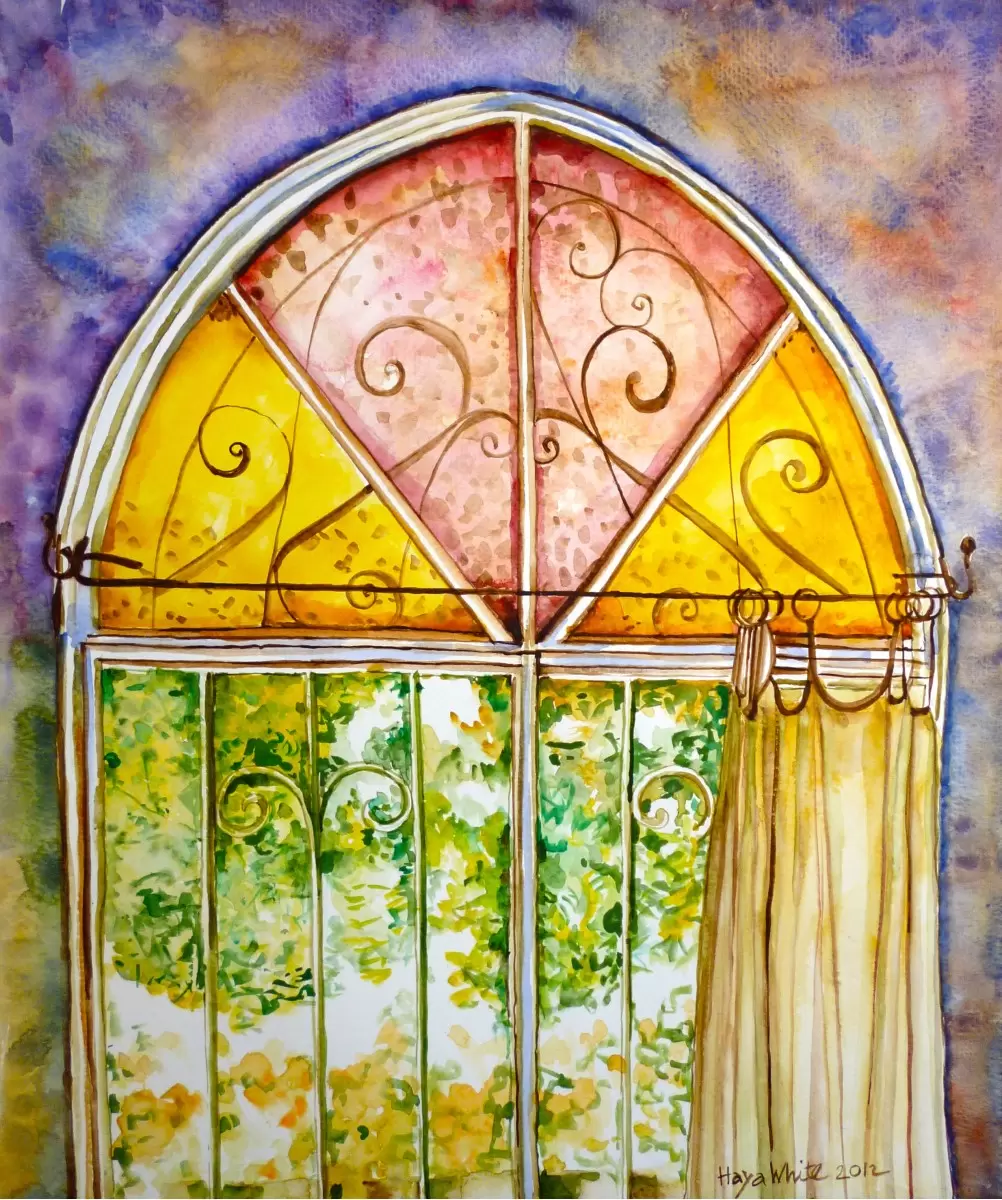 חלון ירושלמי צבעוני - חיה וייט - צבעי מים  - מק''ט: 213114