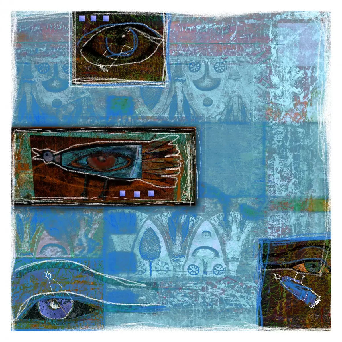 עין הציפור - נעמי פוקס משעול - חדר שינה כחול עמוק אבסטרקט רקעים צורות תבניות מופשטות  - מק''ט: 82074