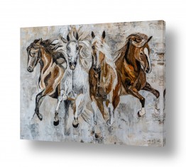 נושאים ציורי נוף על קנבס | דהירת סוסים